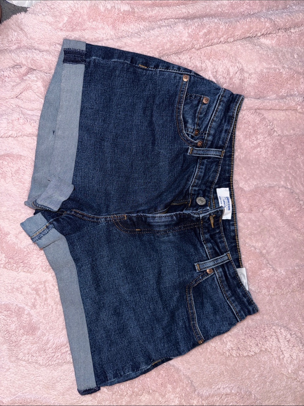 Denizen from Levi's Dark Blue Roll-Cuff Denim Shorts